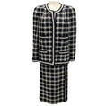 Load image into Gallery viewer, Chanel Boutique Vintage Black / White / Charcoal Grey Tweed Jacket and Skirt Set
