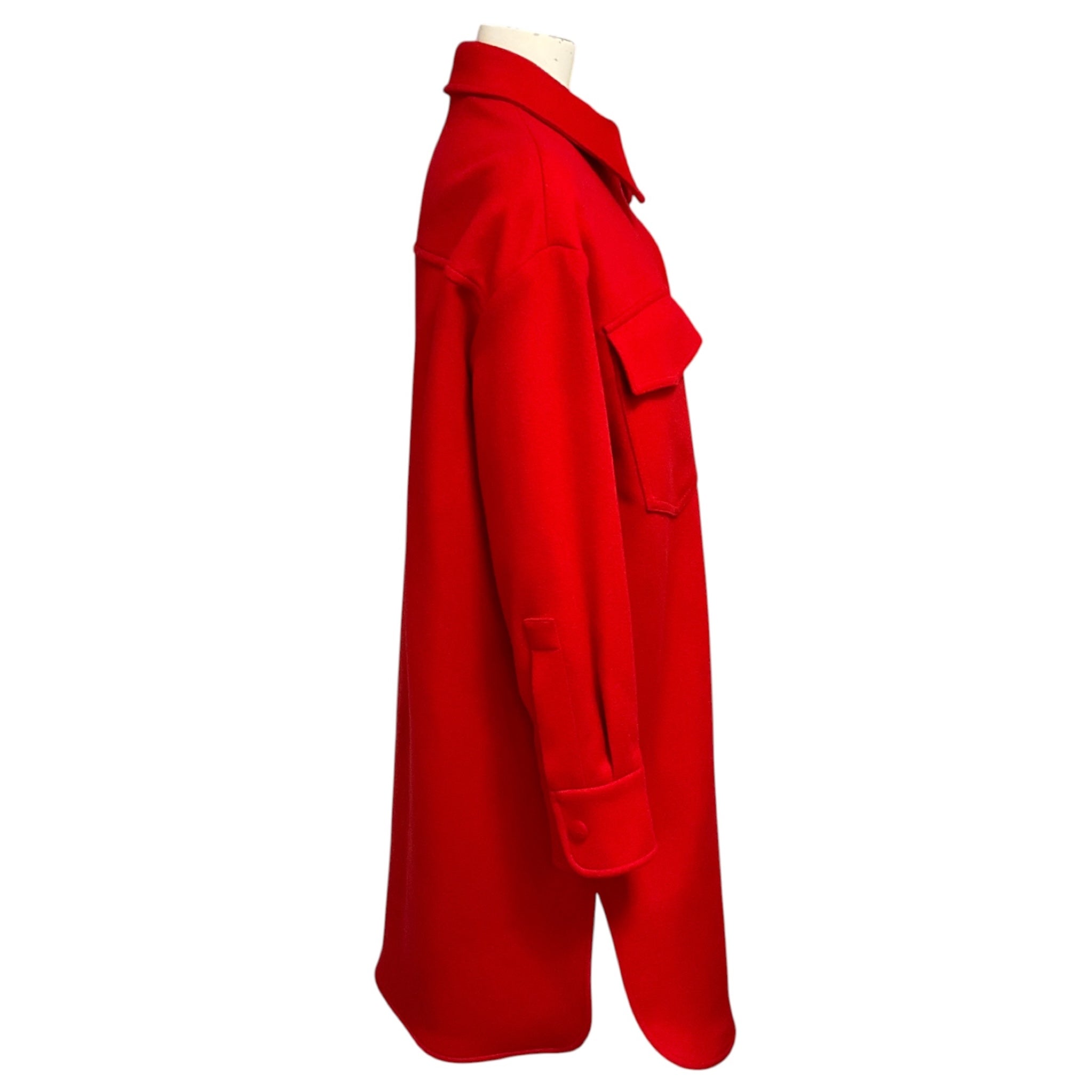 Stella McCartney Red Button Front Mid-Length Wool Coat