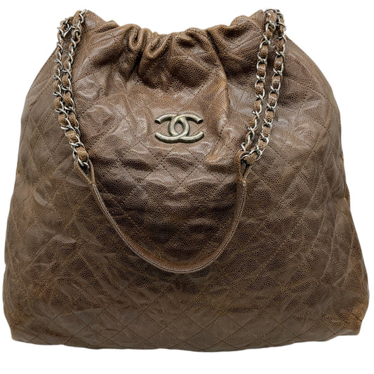 Chanel Brown Distressed Glazed Caviar Shoulder Bag
