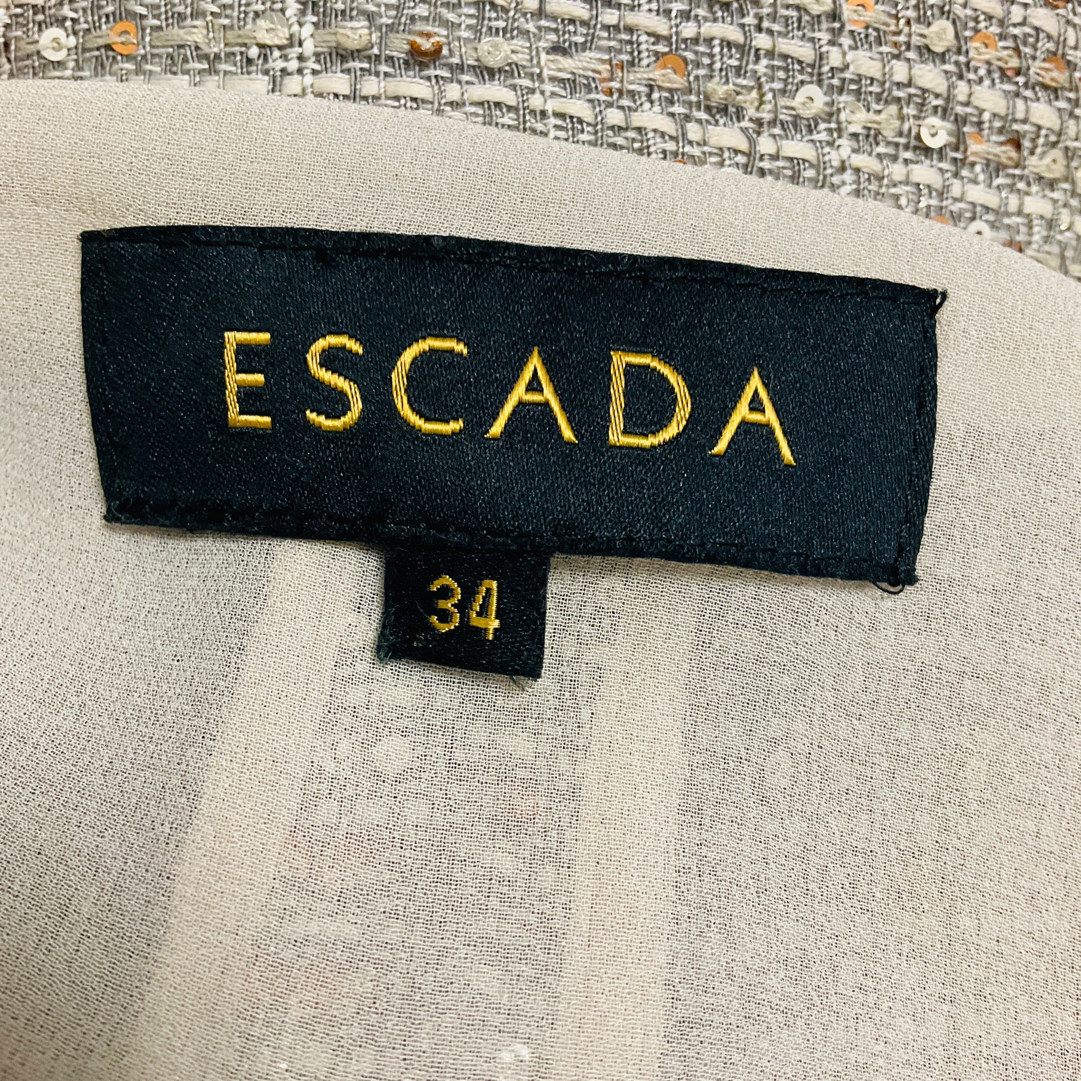 Escada Taupe Sequined Tweed Blazer