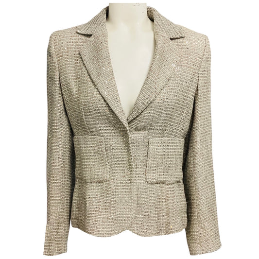Escada Taupe Sequined Tweed Blazer