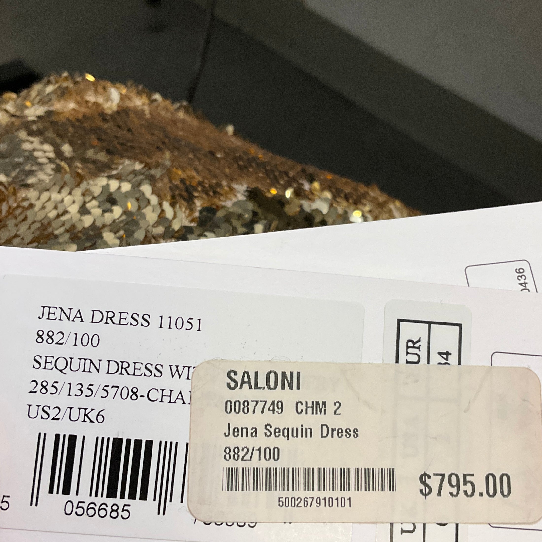 Saloni Gold Jena Sequin Embellished Midi Cocktail Dress
