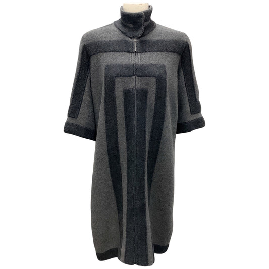 Akris Charcoal Grey Geometric Knit Long Sweater