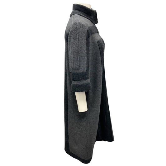 Akris Charcoal Grey Geometric Knit Long Sweater