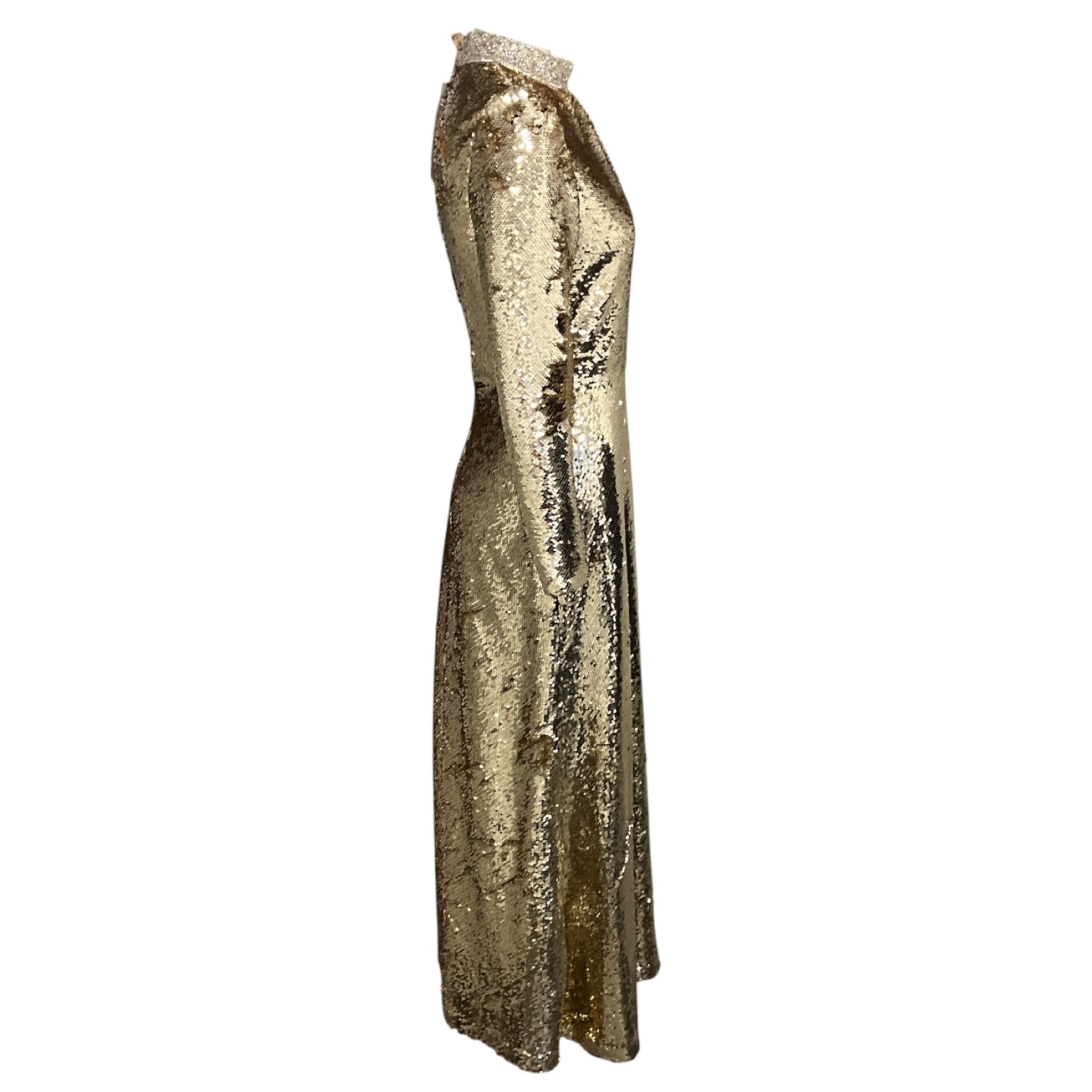 Saloni Gold Jena Sequin Embellished Midi Cocktail Dress