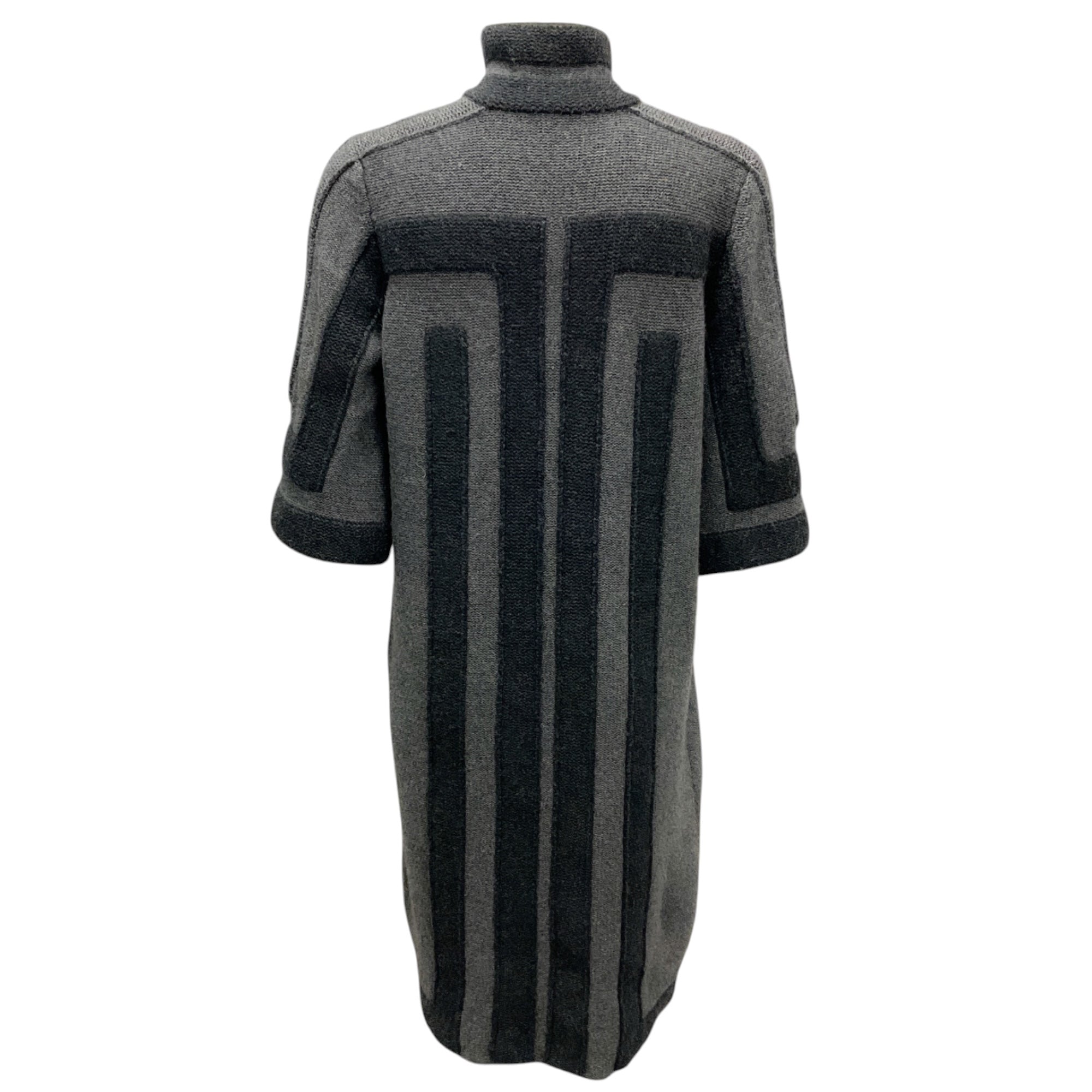 Akris Charcoal Grey Geometric Knit Long Sweater