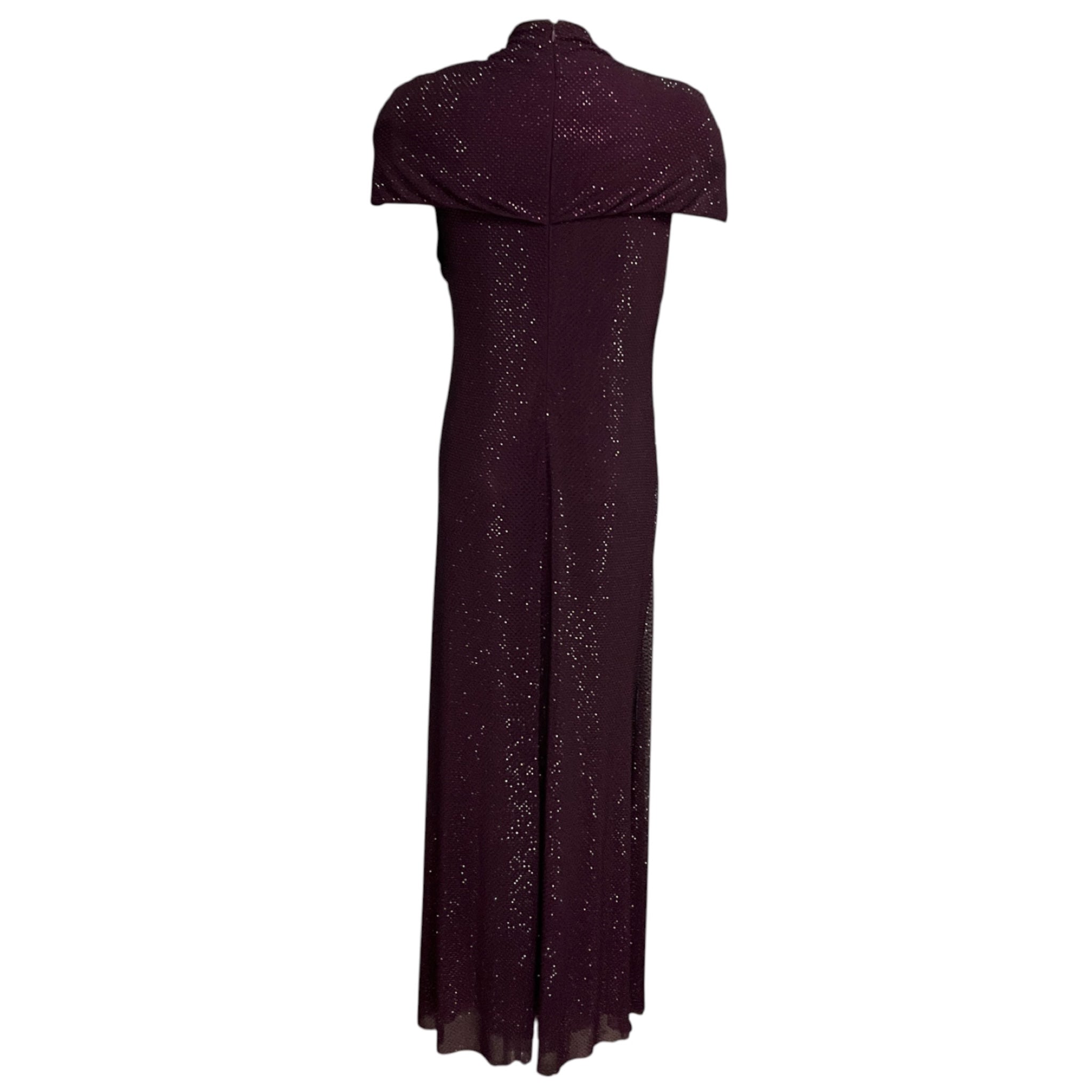 Self-Portrait Burgundy Rhinestone Mesh Cut Out Midi Dress
