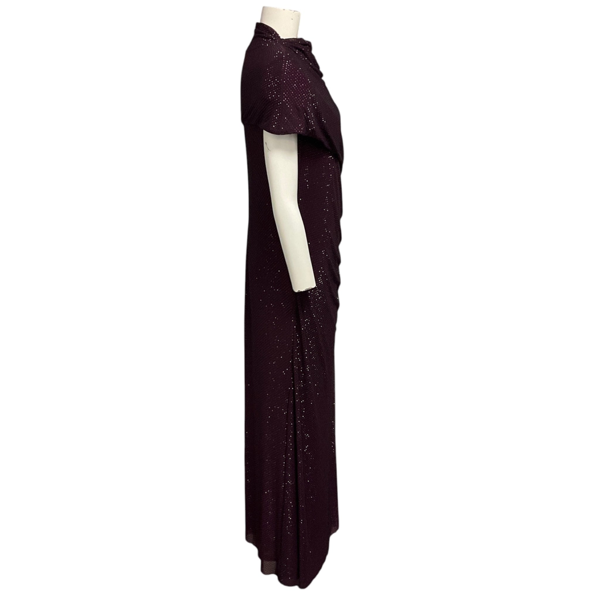 Self-Portrait Burgundy Rhinestone Mesh Cut Out Midi Dress