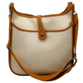 Load image into Gallery viewer, Hermes Beige / Cognac Toile / Clemence Leather Evelyne III GM
