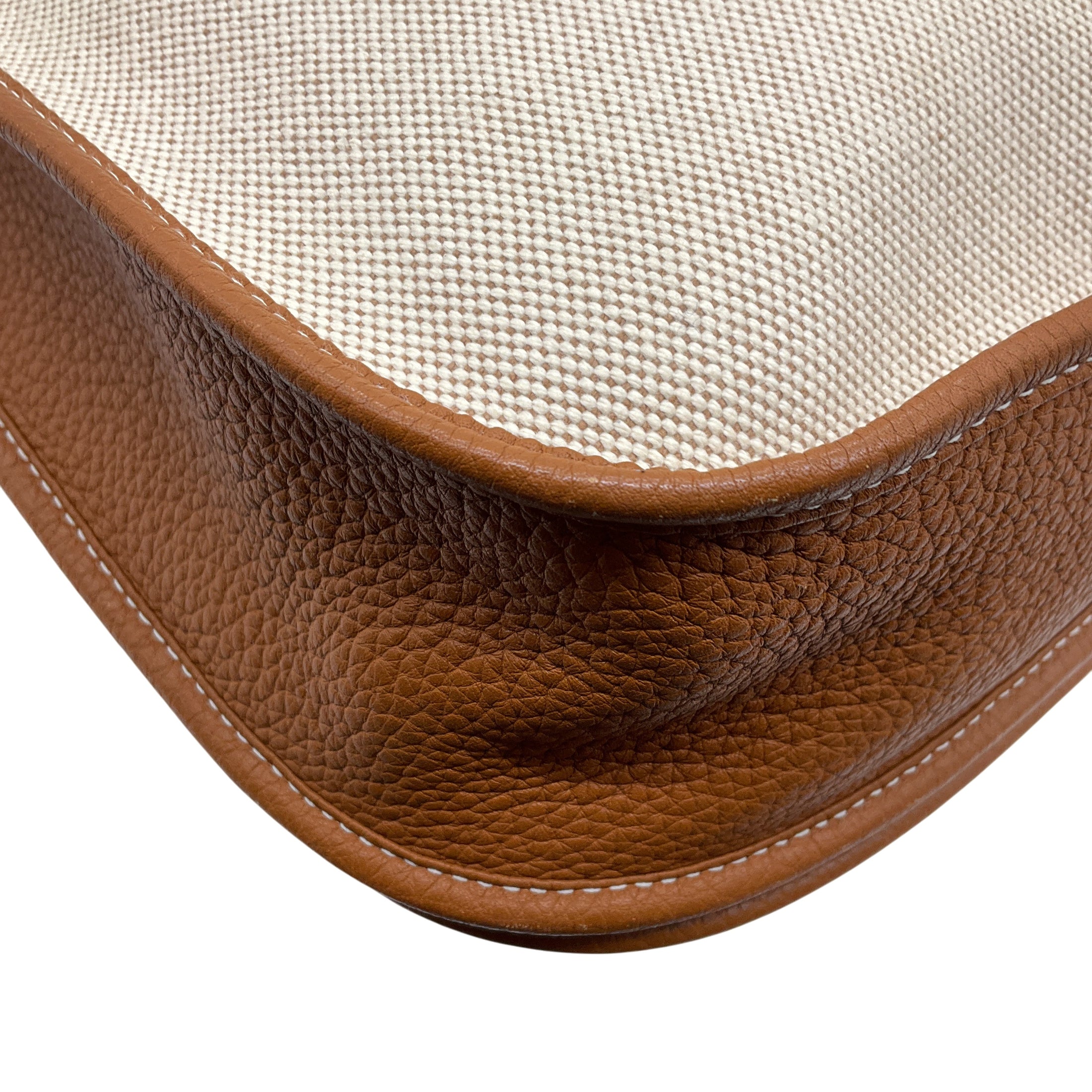 Hermes Beige / Cognac Toile / Clemence Leather Evelyne III GM