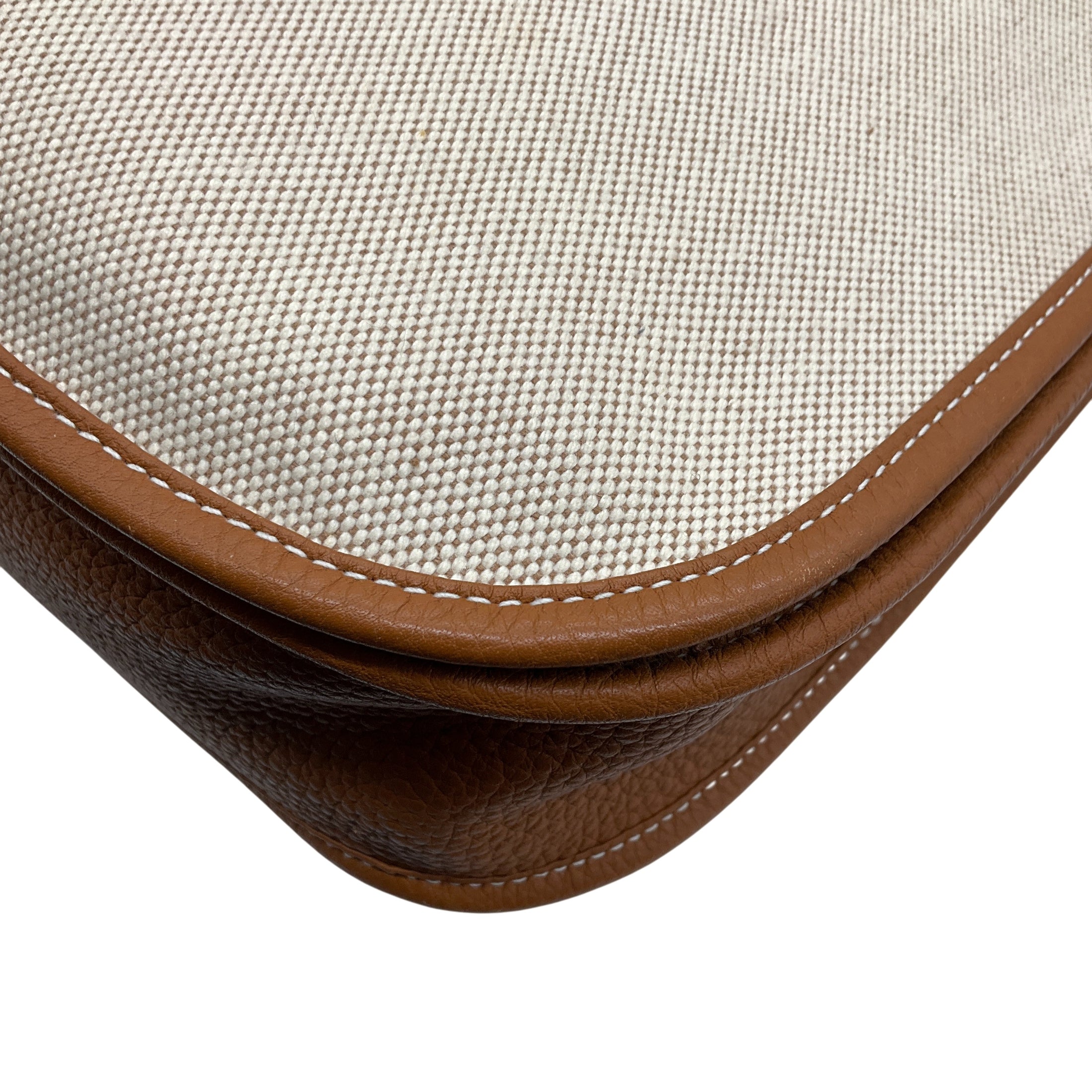 Hermes Beige / Cognac Toile / Clemence Leather Evelyne III GM