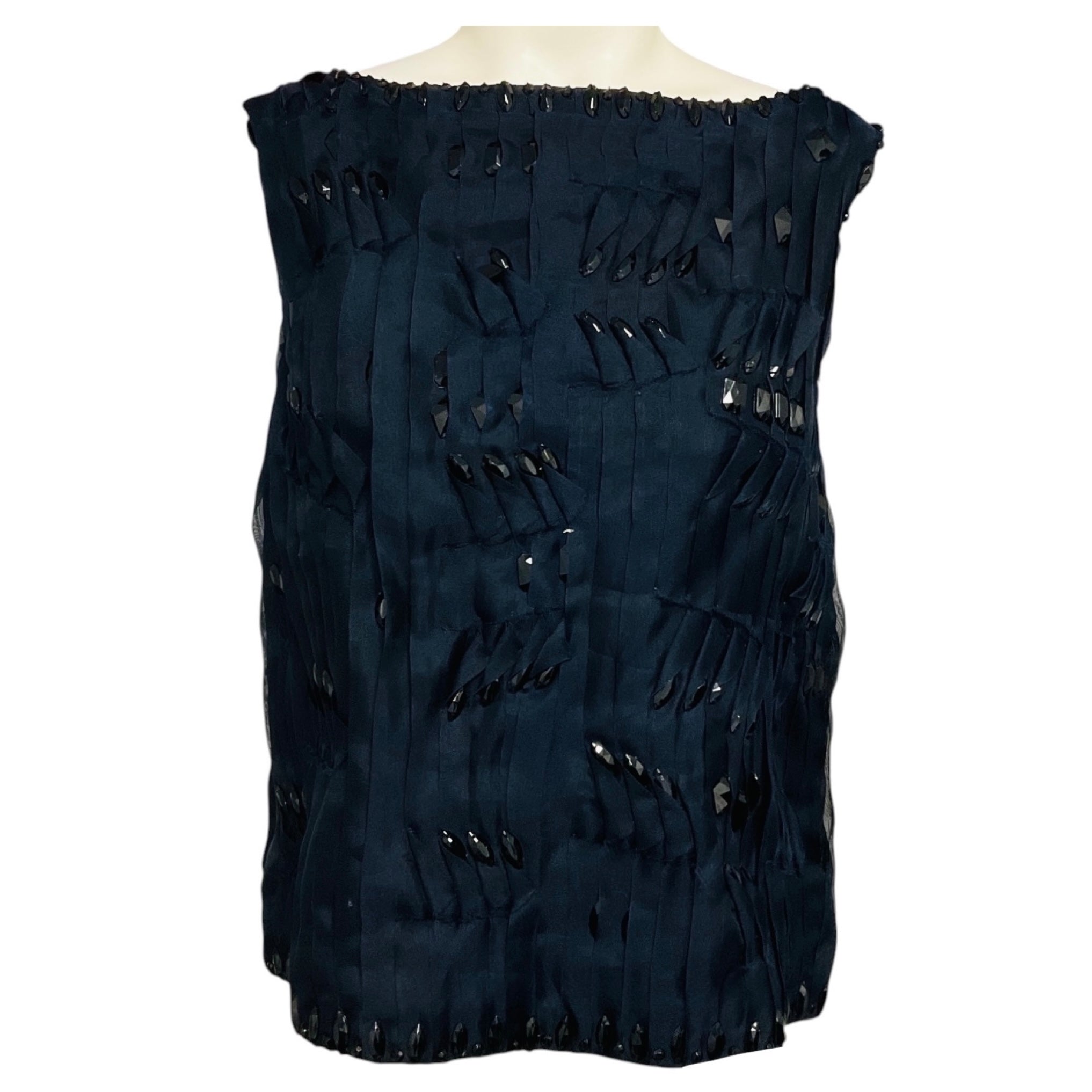 Carolina Herrera Dark Navy Embroidered Top