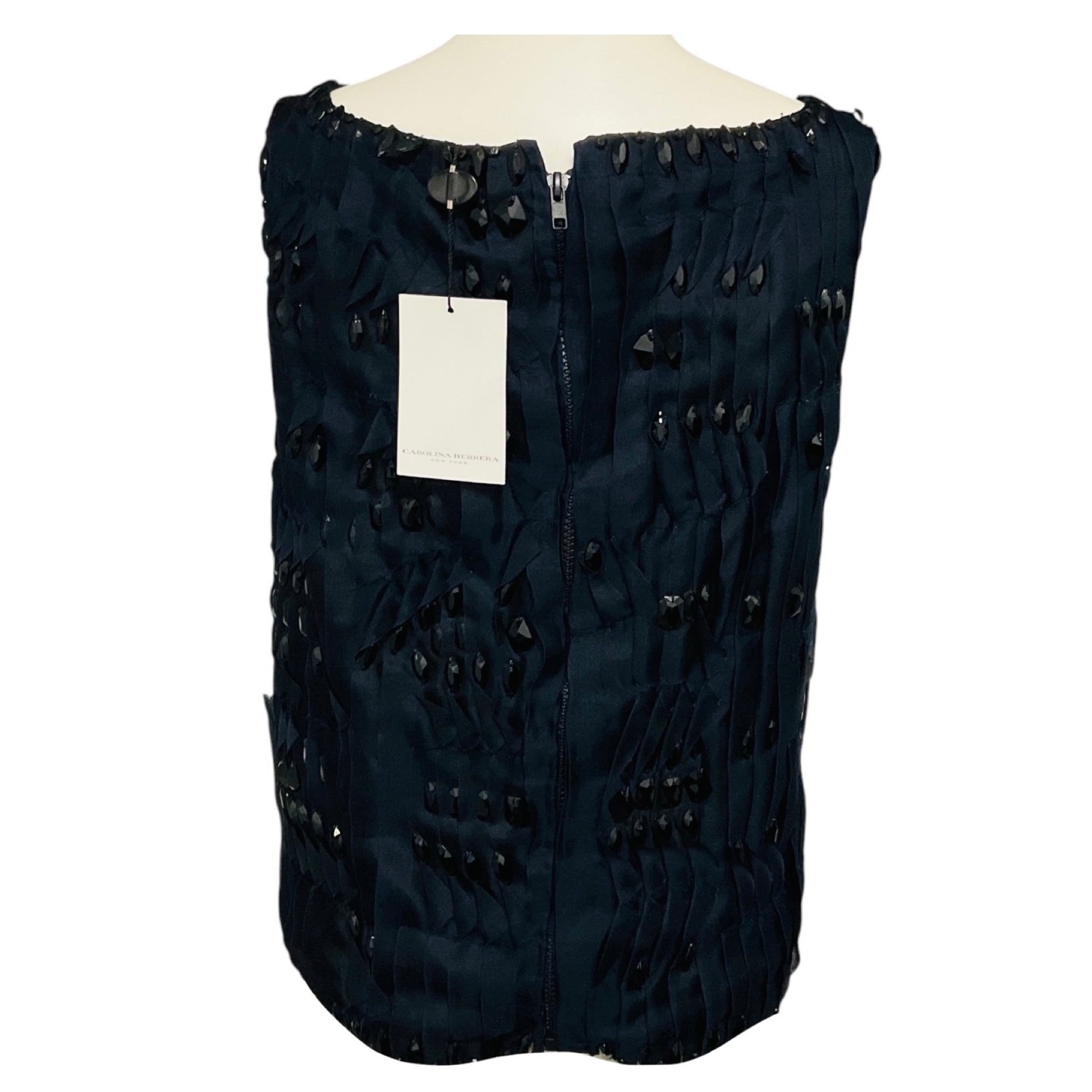 Carolina Herrera Dark Navy Embroidered Top