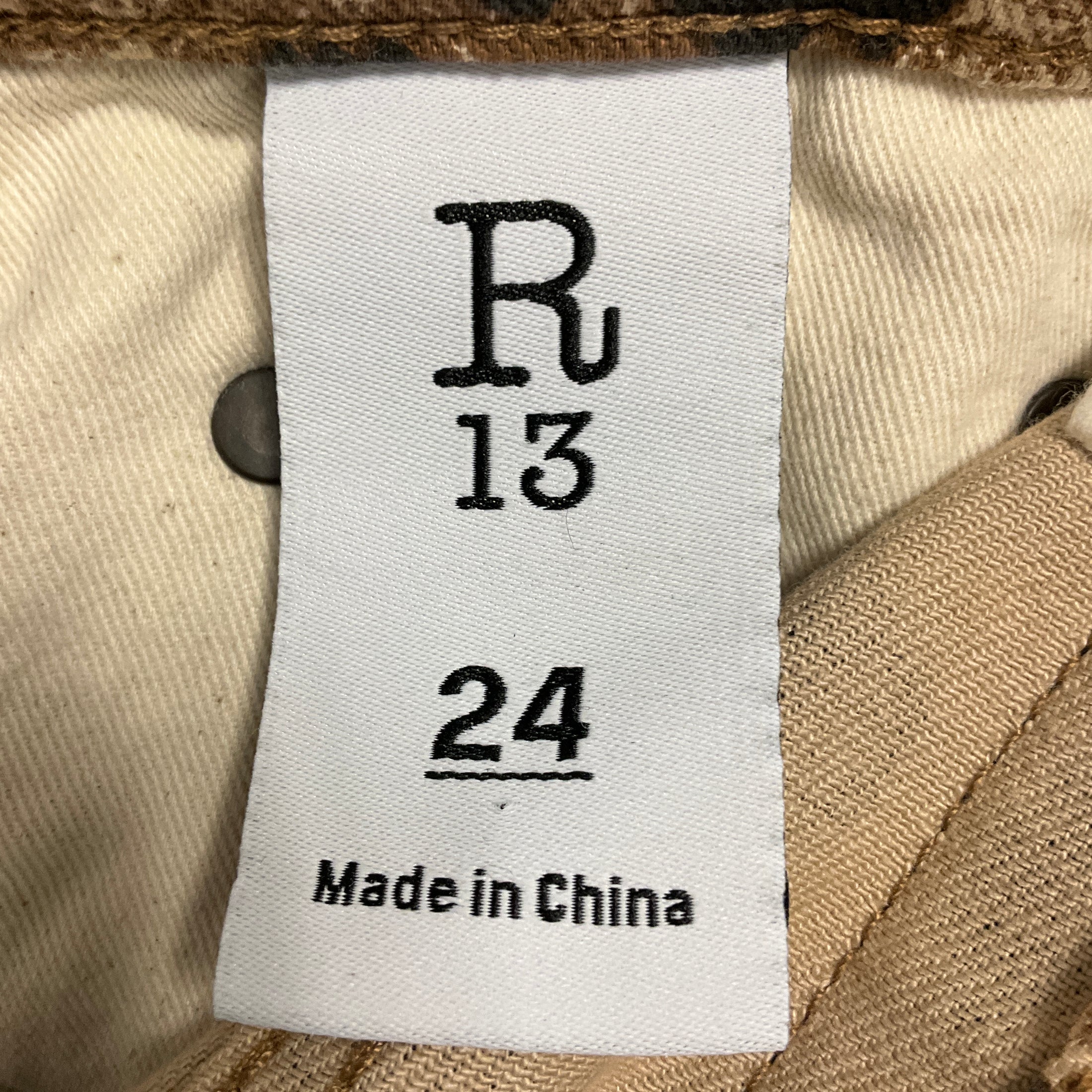 R13 Brown / Black Stone Washed Leopard Jane Jean