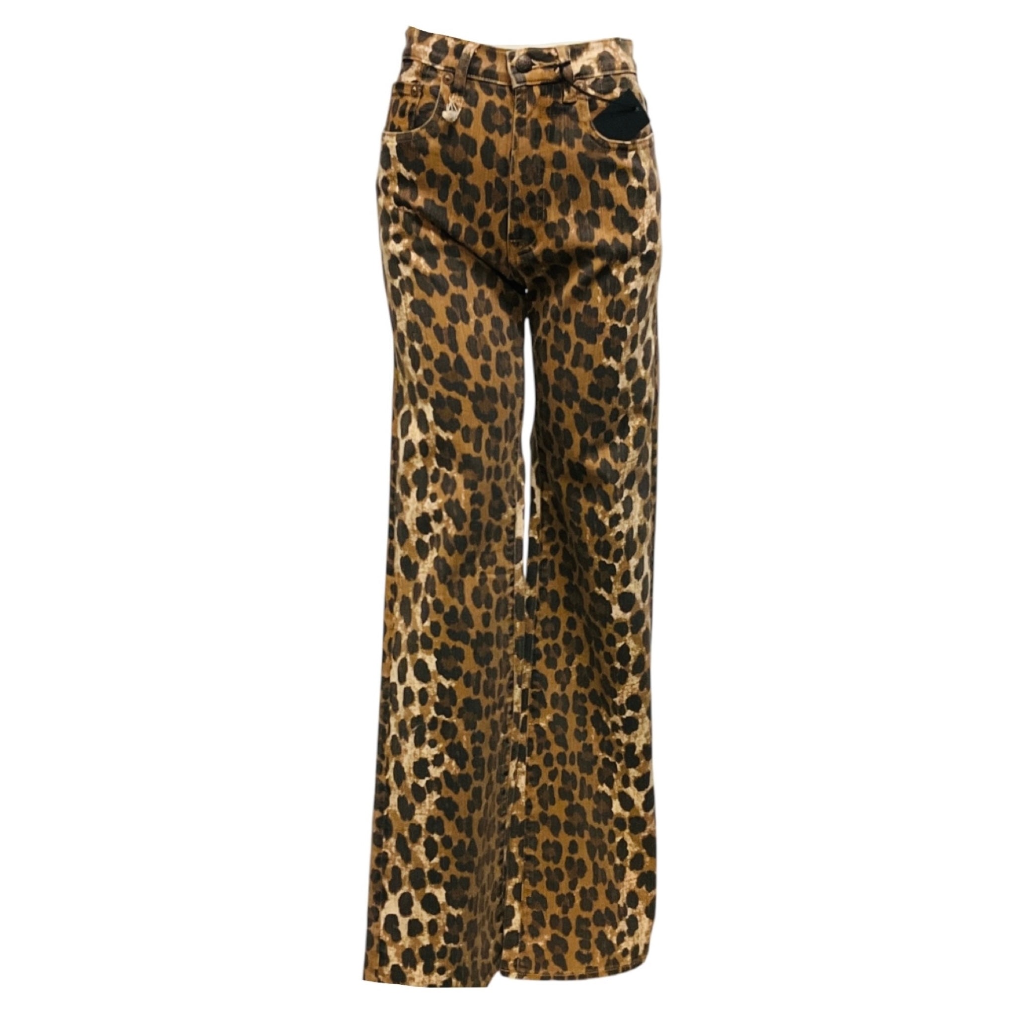 R13 Brown / Black Stone Washed Leopard Jane Jean