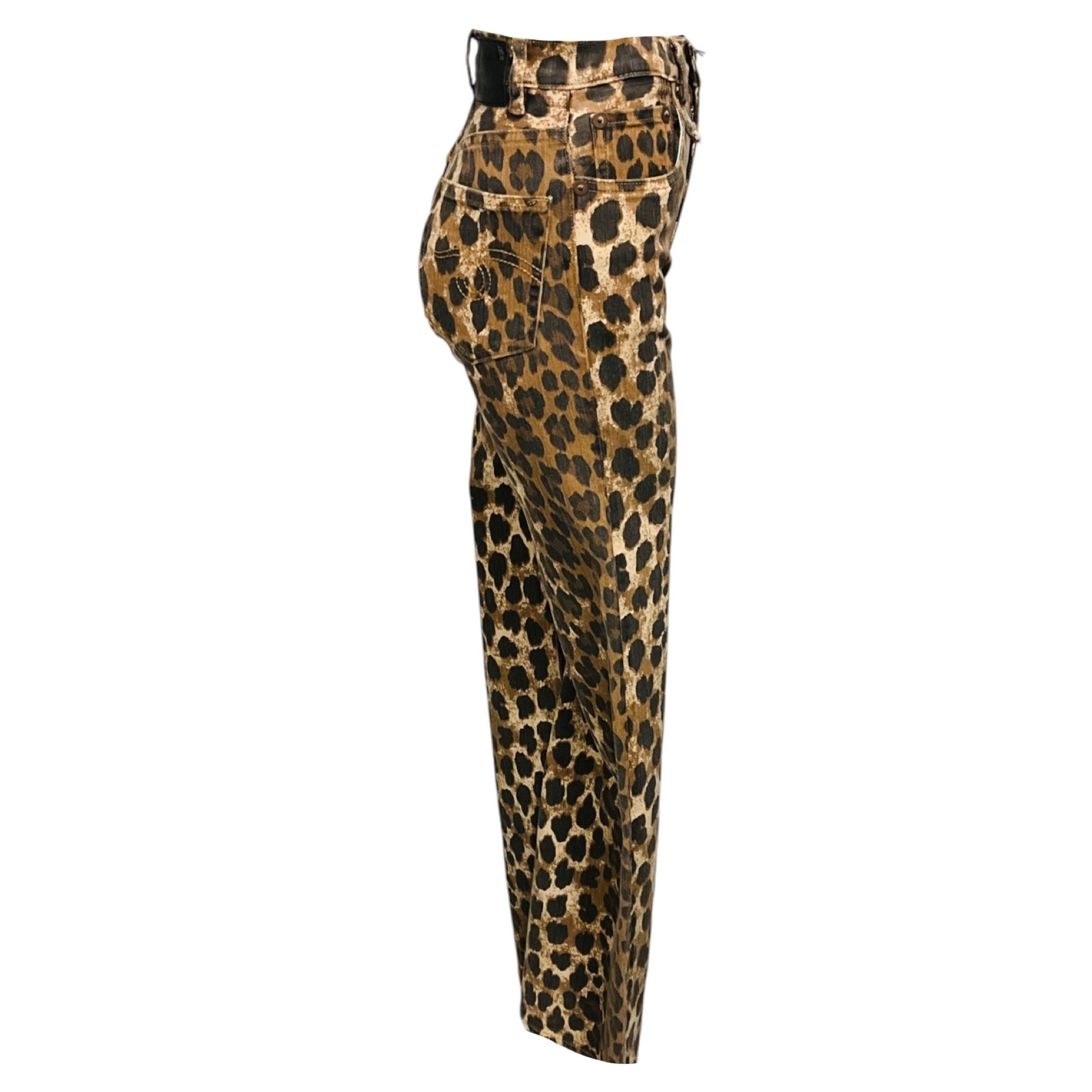 R13 Brown / Black Stone Washed Leopard Jane Jean