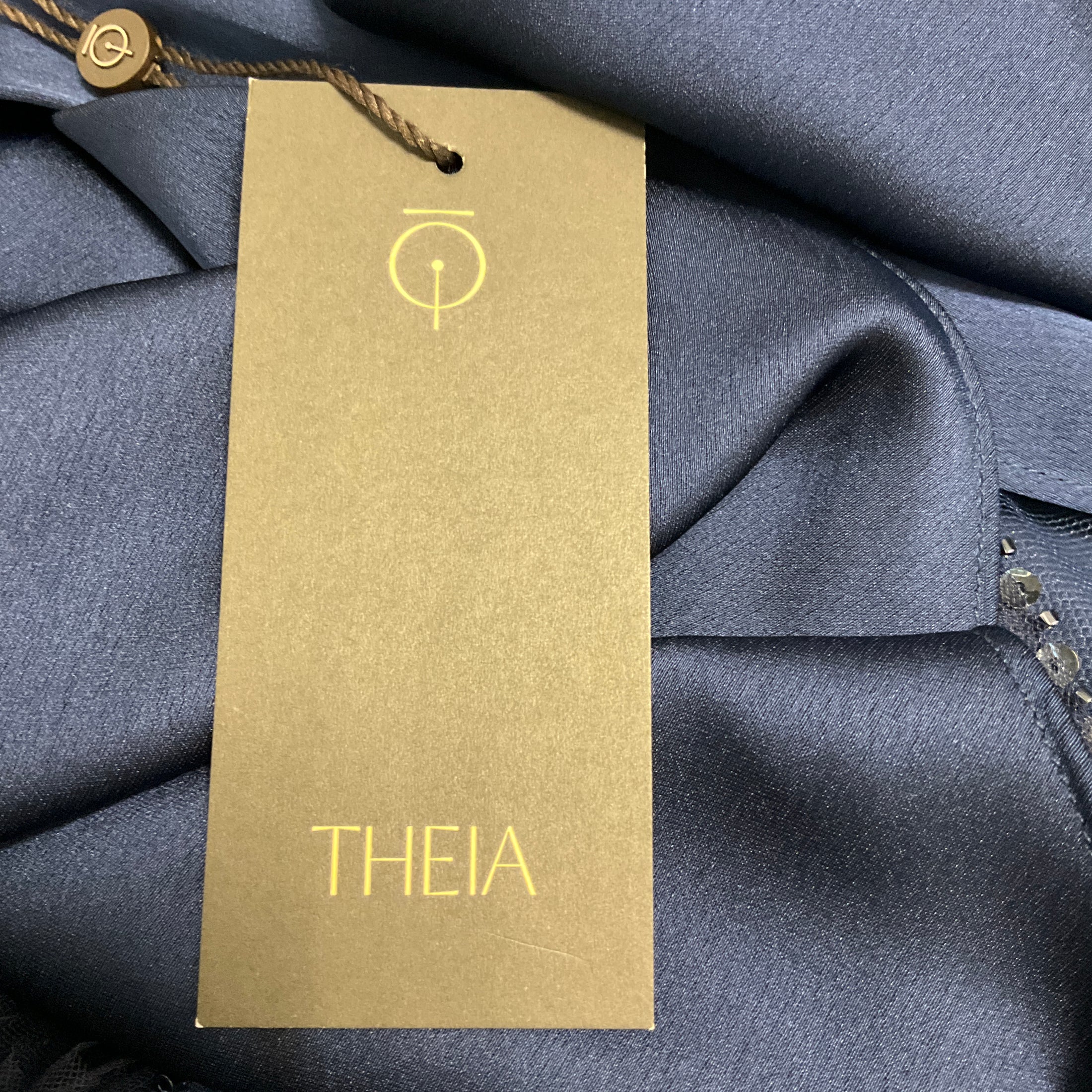 Theia Navy Anabella Textured Tulle Gown