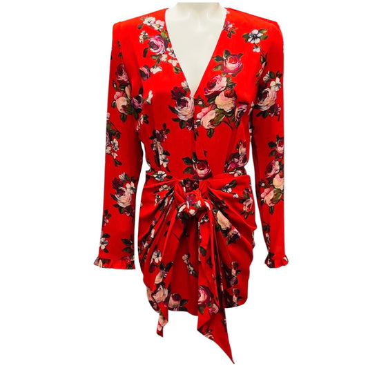 Magda Butrym Red Lesina Floral Printed Silk Mini Dress
