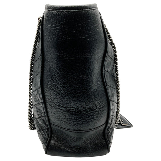 Saint Laurent Black Chevron Leather Niki Zippered Tote