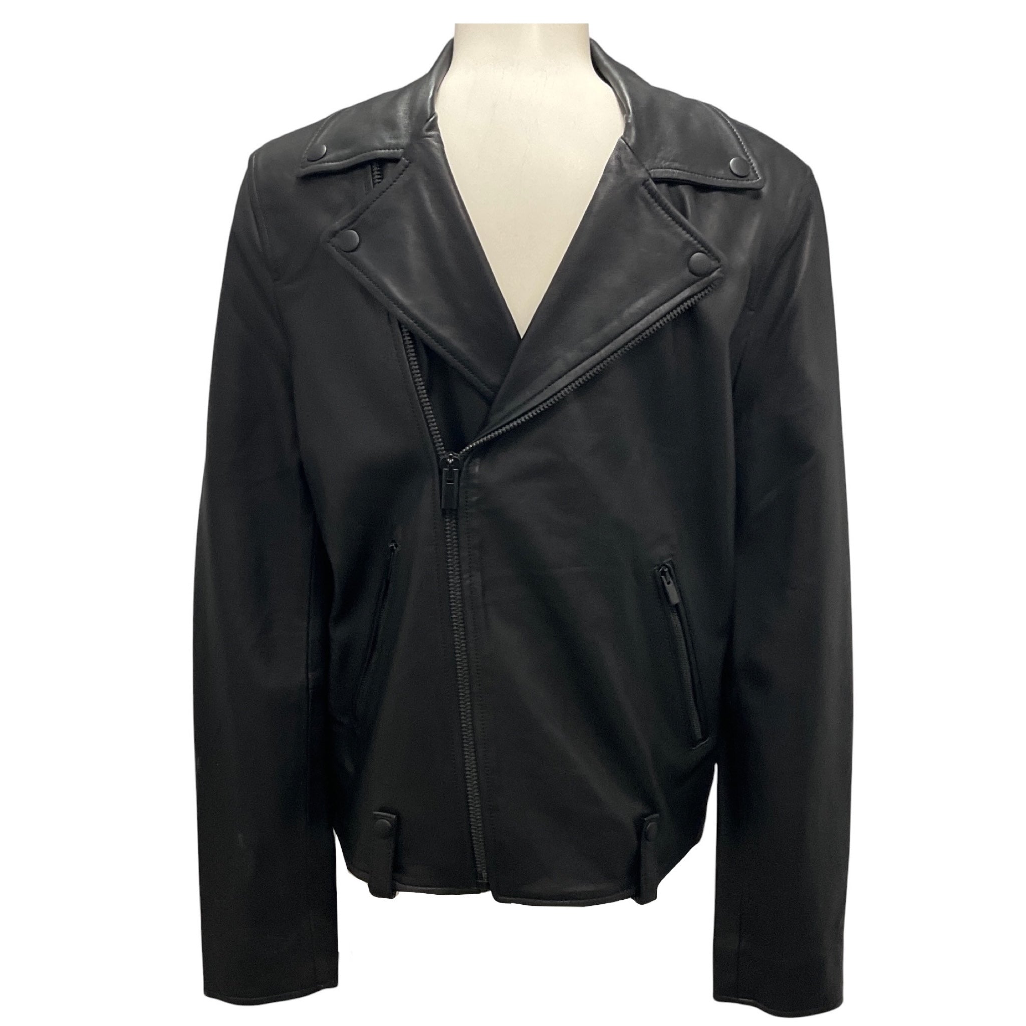 The Kooples Men's Black Lambskin Leather Moto Jacket