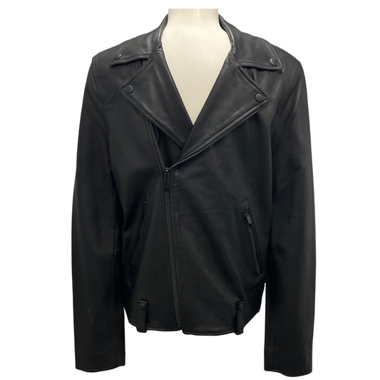 The Kooples Men's Black Lambskin Leather Moto Jacket