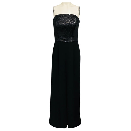 St. John Black Sequined Strapless Crepe Jumpsuit