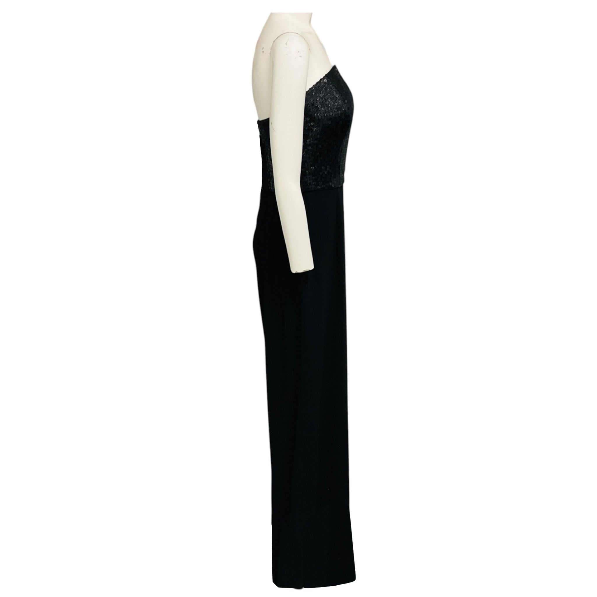 St. John Black Sequined Strapless Crepe Jumpsuit