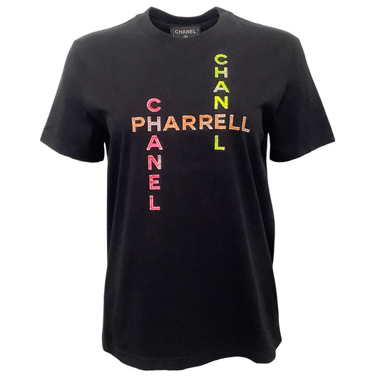 Chanel Black Cotton Short Sleeve Pharrell Coco Chanel Tee Shirt
