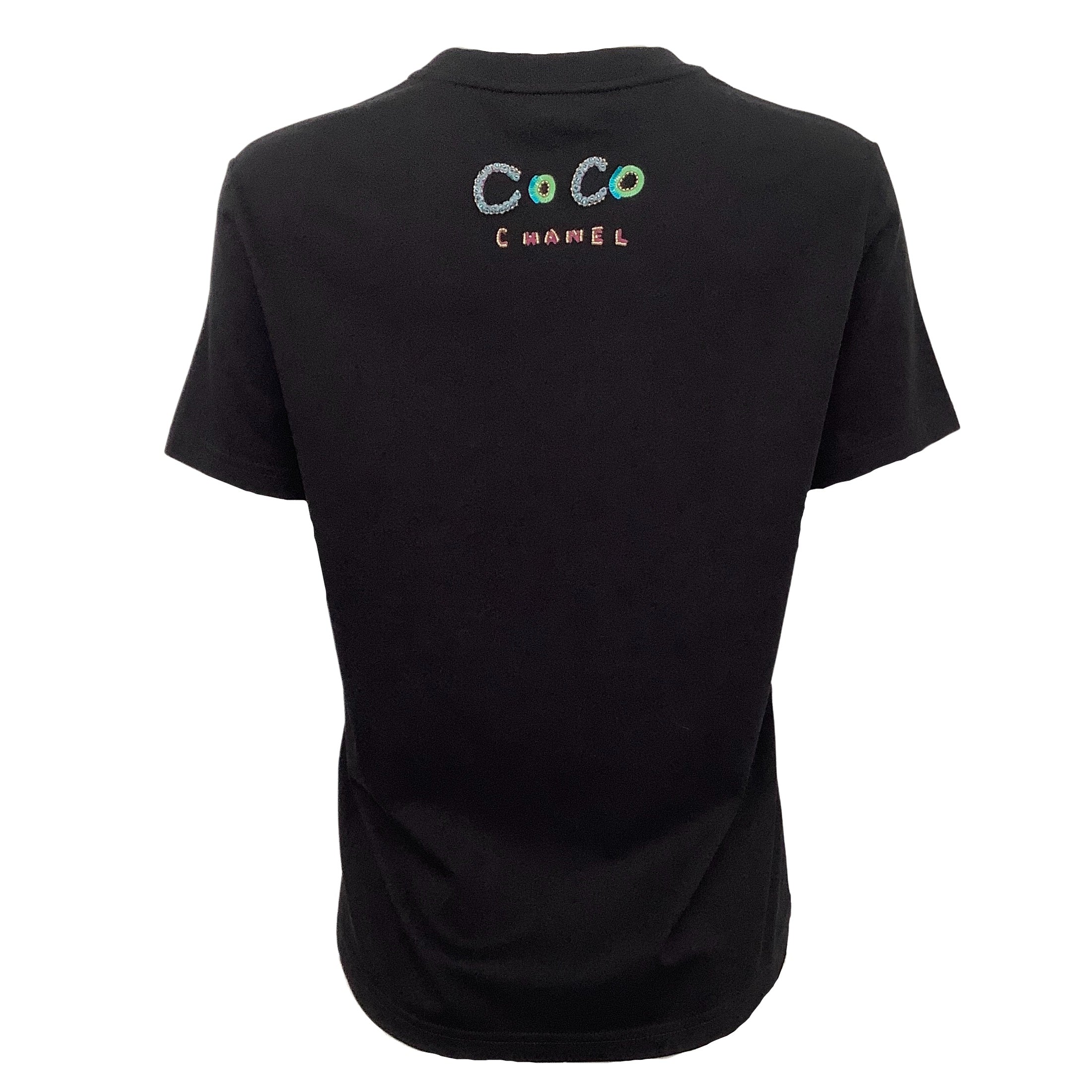 Chanel Black Cotton Short Sleeve Pharrell Coco Chanel Tee Shirt