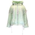 Load image into Gallery viewer, Khrisjoy Pale Mint Lace Detail Hooded Puffer Jacket

