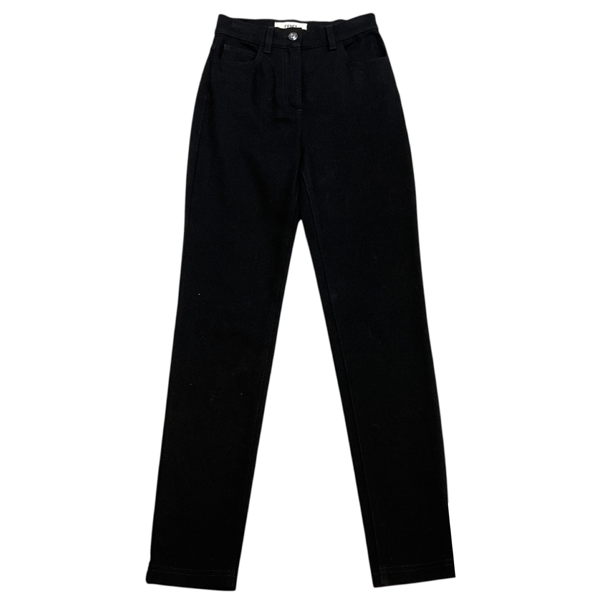 Fendi Black Denim Cotton Jeans with FF Logo Patch