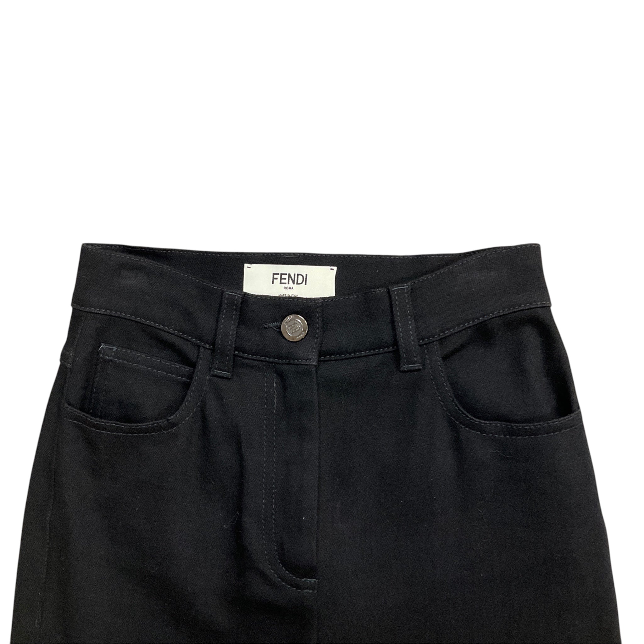 Fendi Black Denim Cotton Jeans with FF Logo Patch