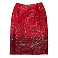 Load image into Gallery viewer, Oscar de la Renta Red / Black Sequined Wool Skirt
