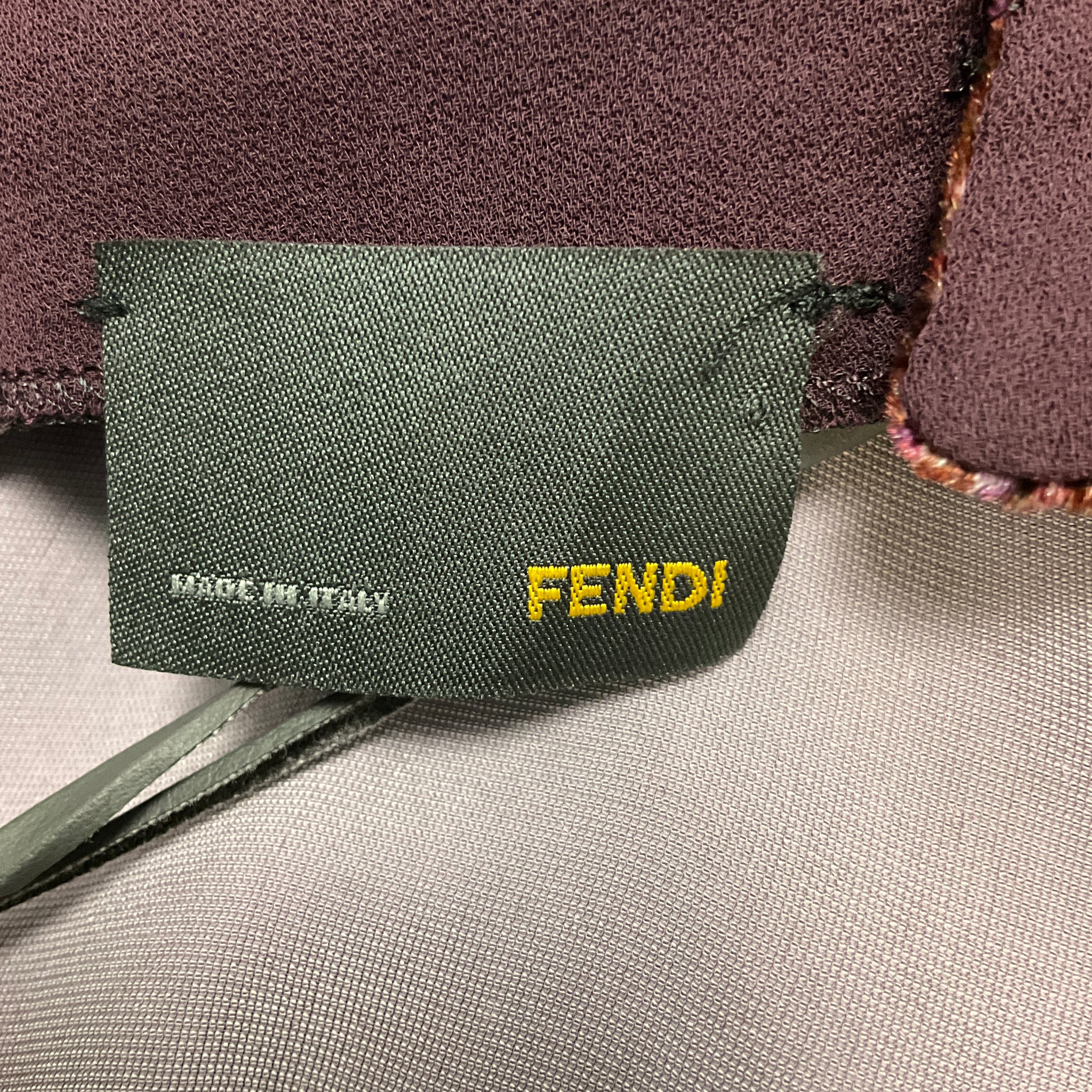 Fendi Purple / Red Multi Pearl Embellished Velvet Dress