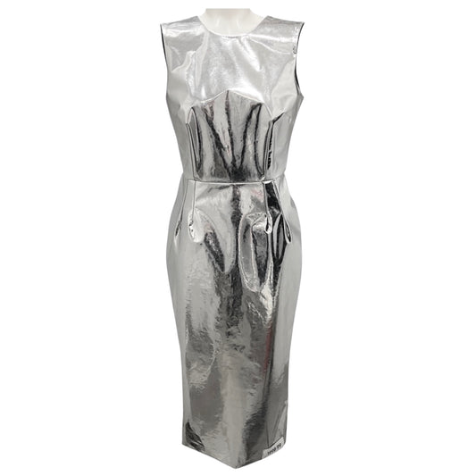 Dolce & Gabbana x Kim Silver Metallic Spring 2023 Foiled Midi Dress