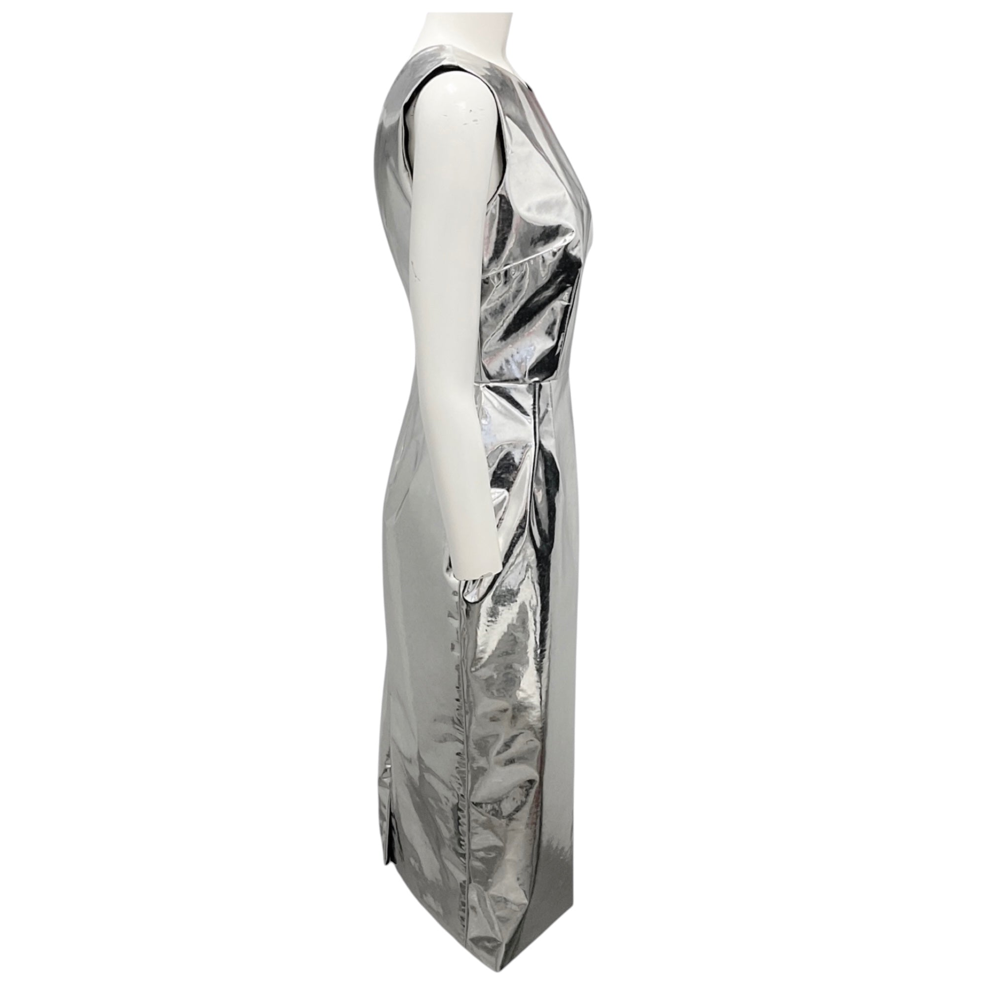 Dolce & Gabbana x Kim Silver Metallic Spring 2023 Foiled Midi Dress