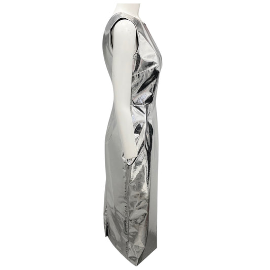 Dolce & Gabbana x Kim Silver Metallic Spring 2023 Foiled Midi Dress