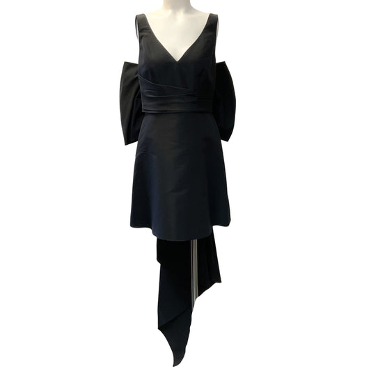 Carolina Herrera Black Silk Sleeveless Mini Dress with Oversized Back Bow