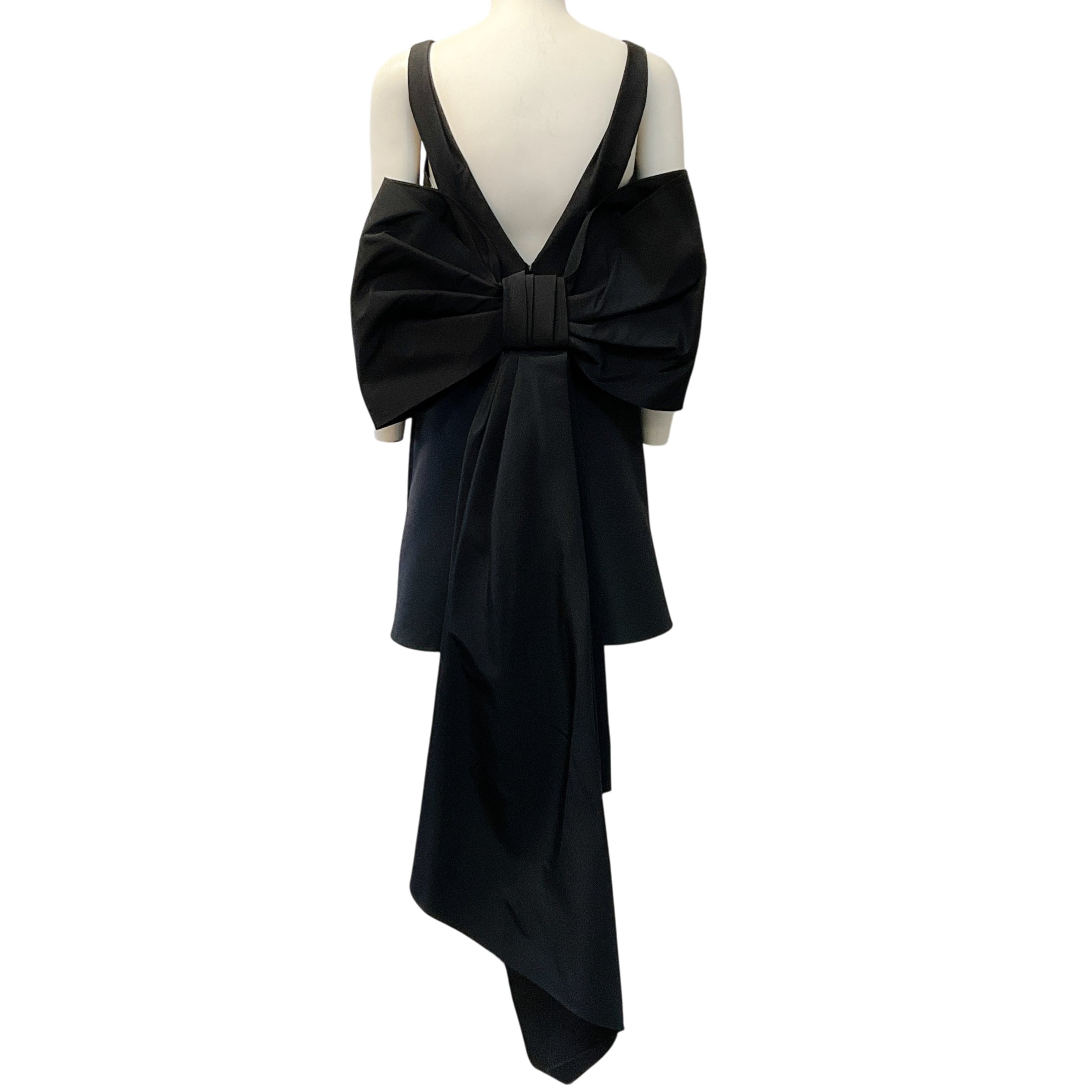 Carolina Herrera Black Silk Sleeveless Mini Dress with Oversized Back Bow