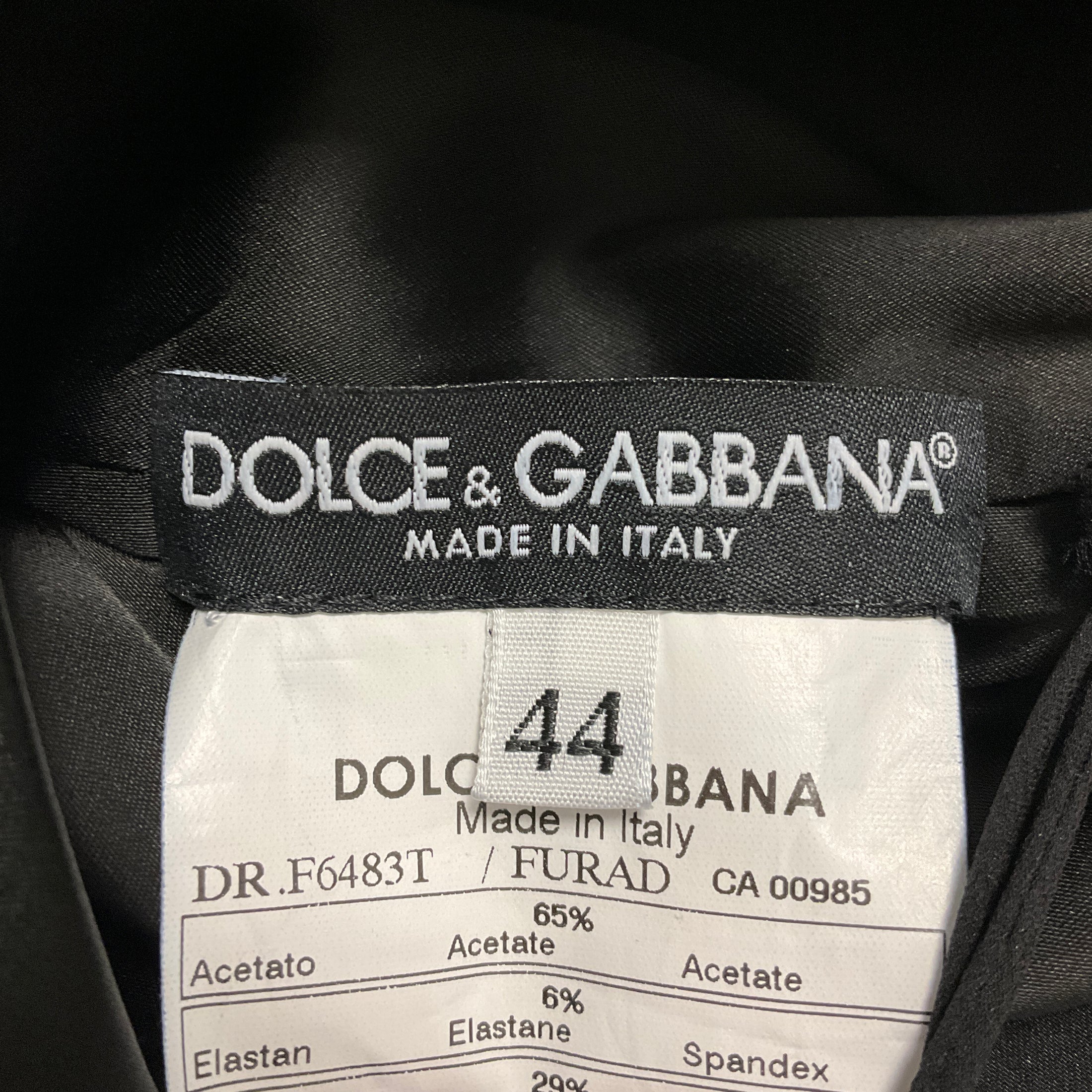 Dolce & Gabbana Black Sleeveless V-Neck Satin Cocktail Dress