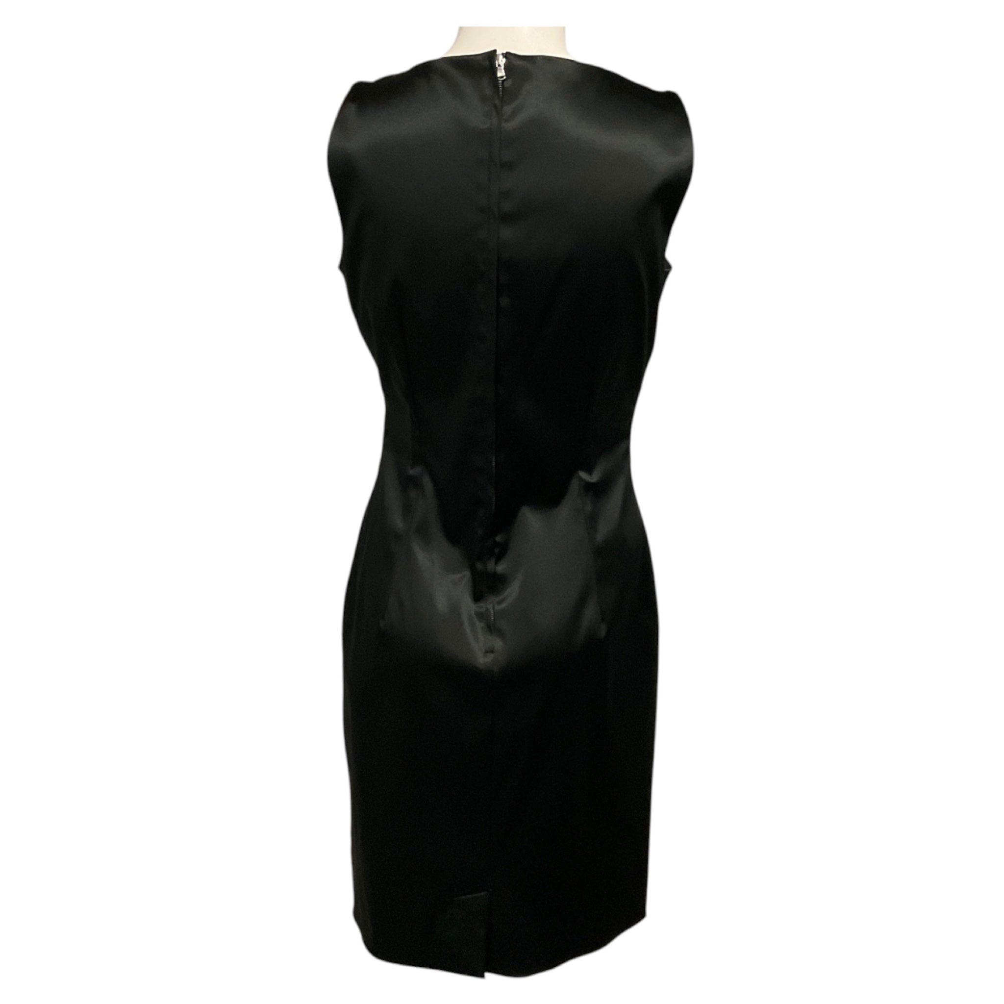 Dolce & Gabbana Black Sleeveless V-Neck Satin Cocktail Dress