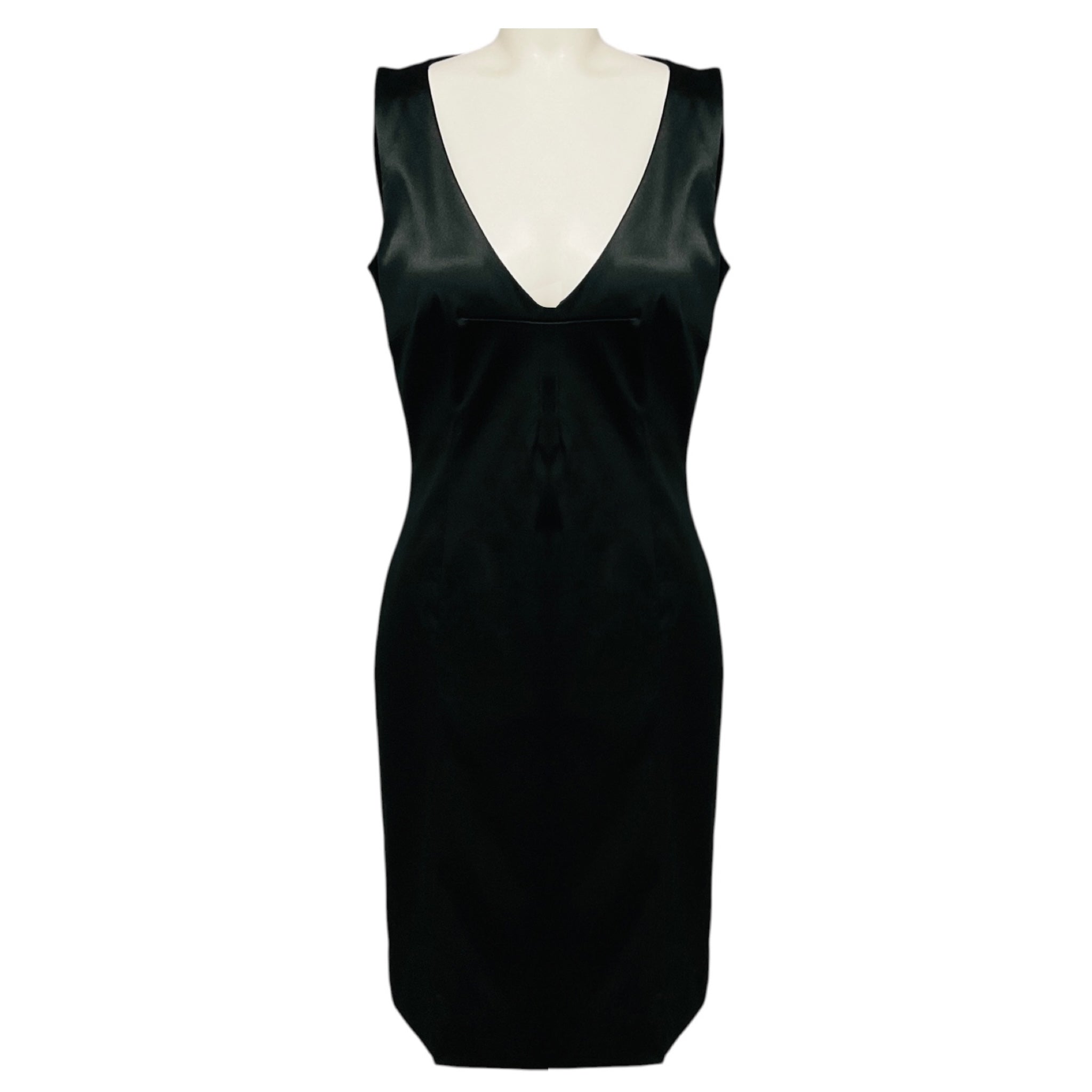 Dolce & Gabbana Black Sleeveless V-Neck Satin Cocktail Dress