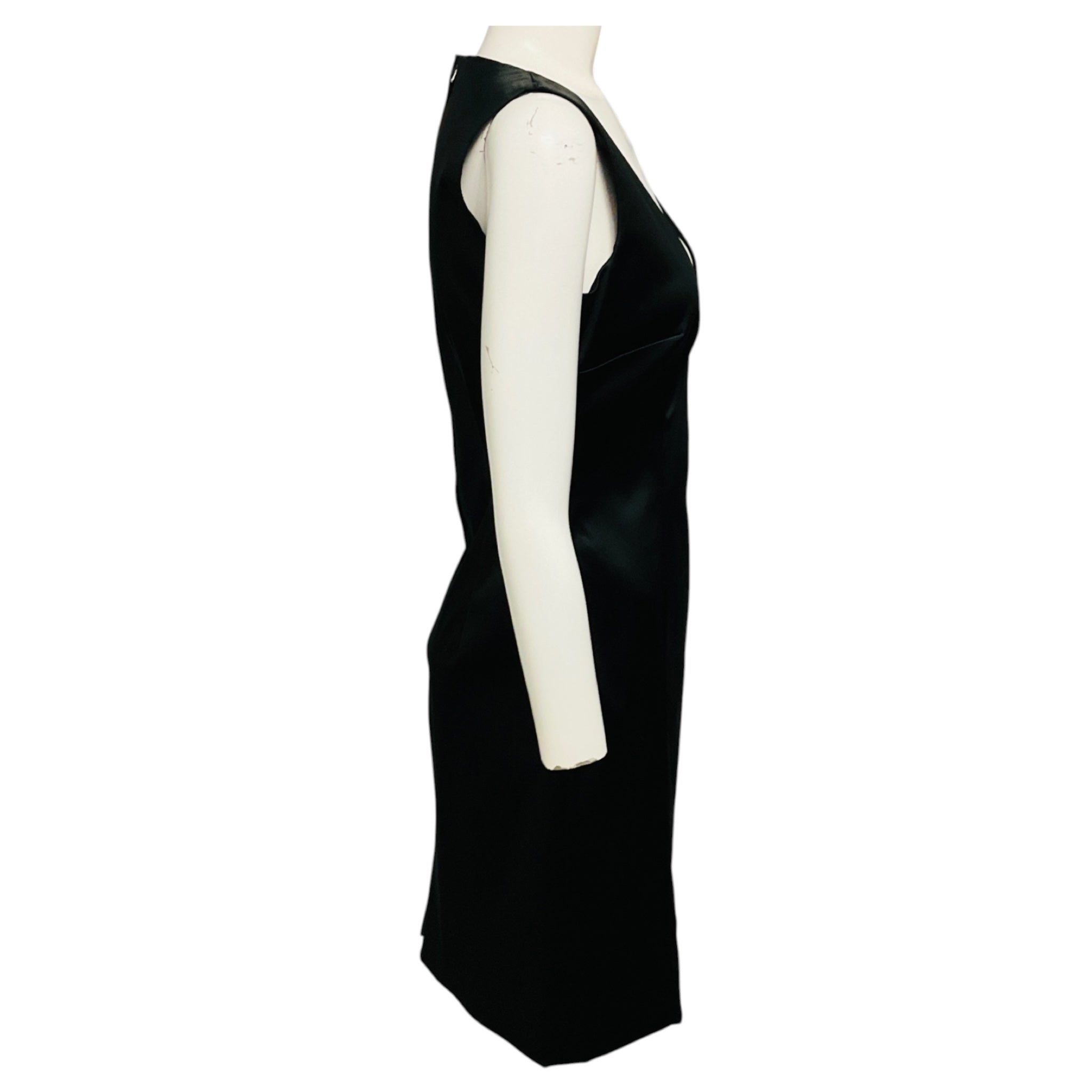 Dolce & Gabbana Black Sleeveless V-Neck Satin Cocktail Dress
