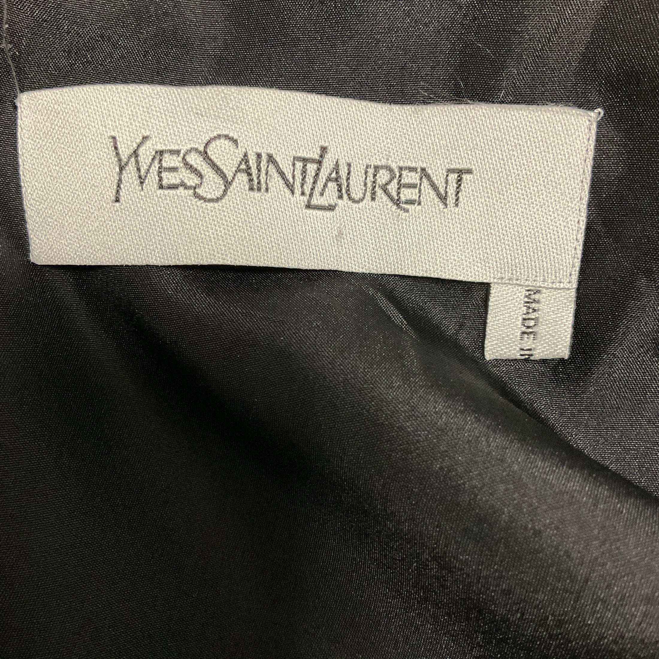 Yves Saint Laurent Charcoal Grey Sleeveless Wool and Silk Midi Dress