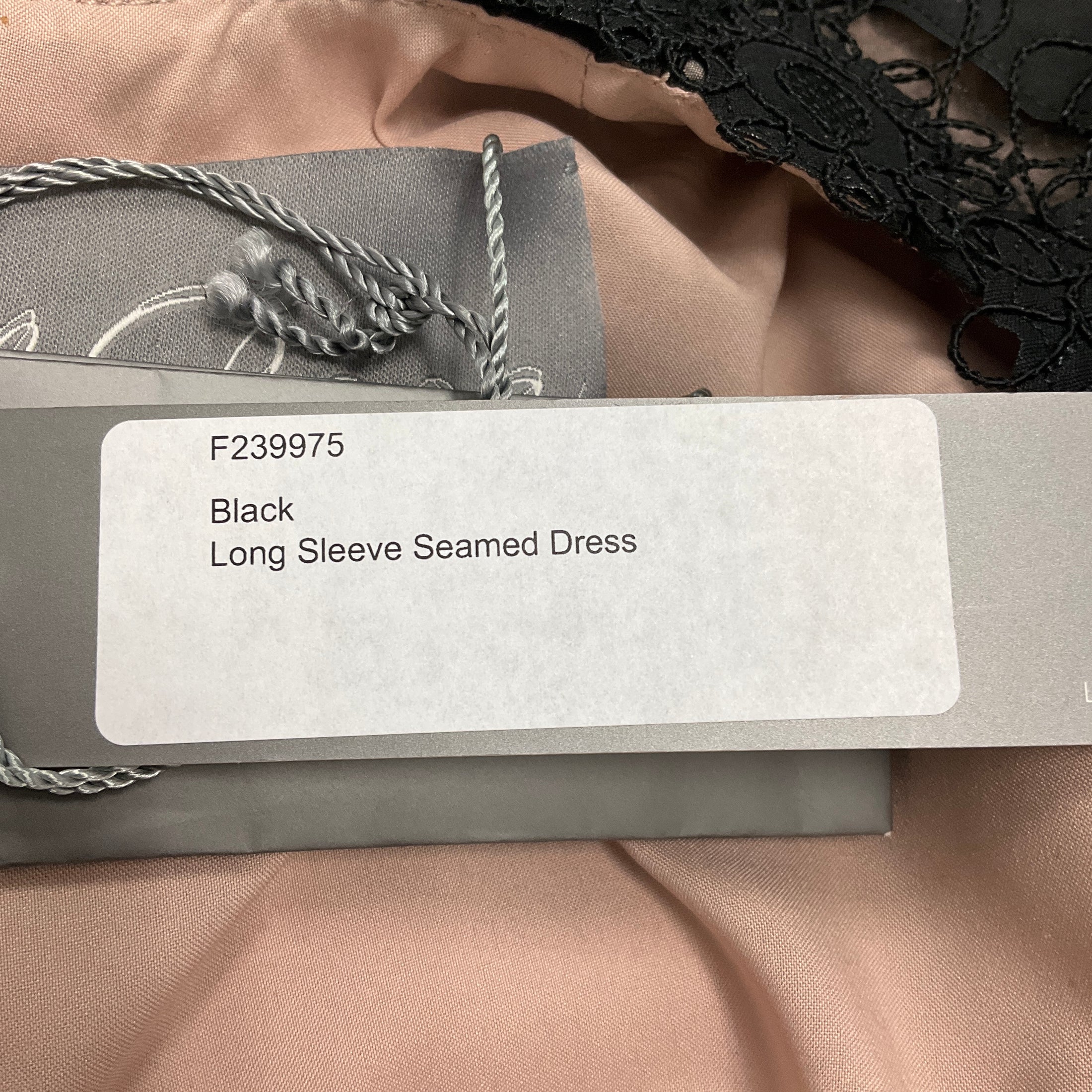 Lela Rose Black Long Sleeve Seamed Dress