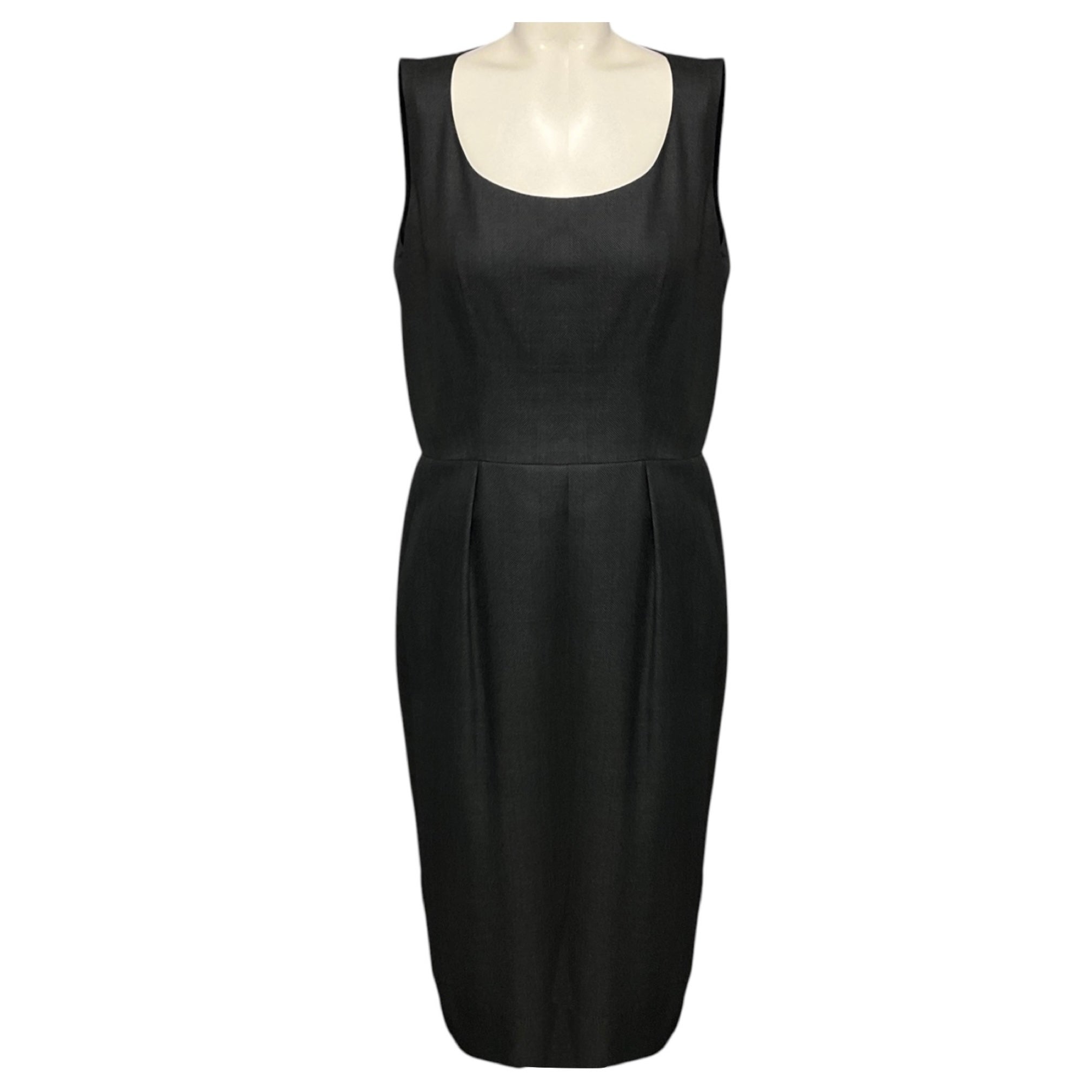 Yves Saint Laurent Charcoal Grey Sleeveless Wool and Silk Midi Dress