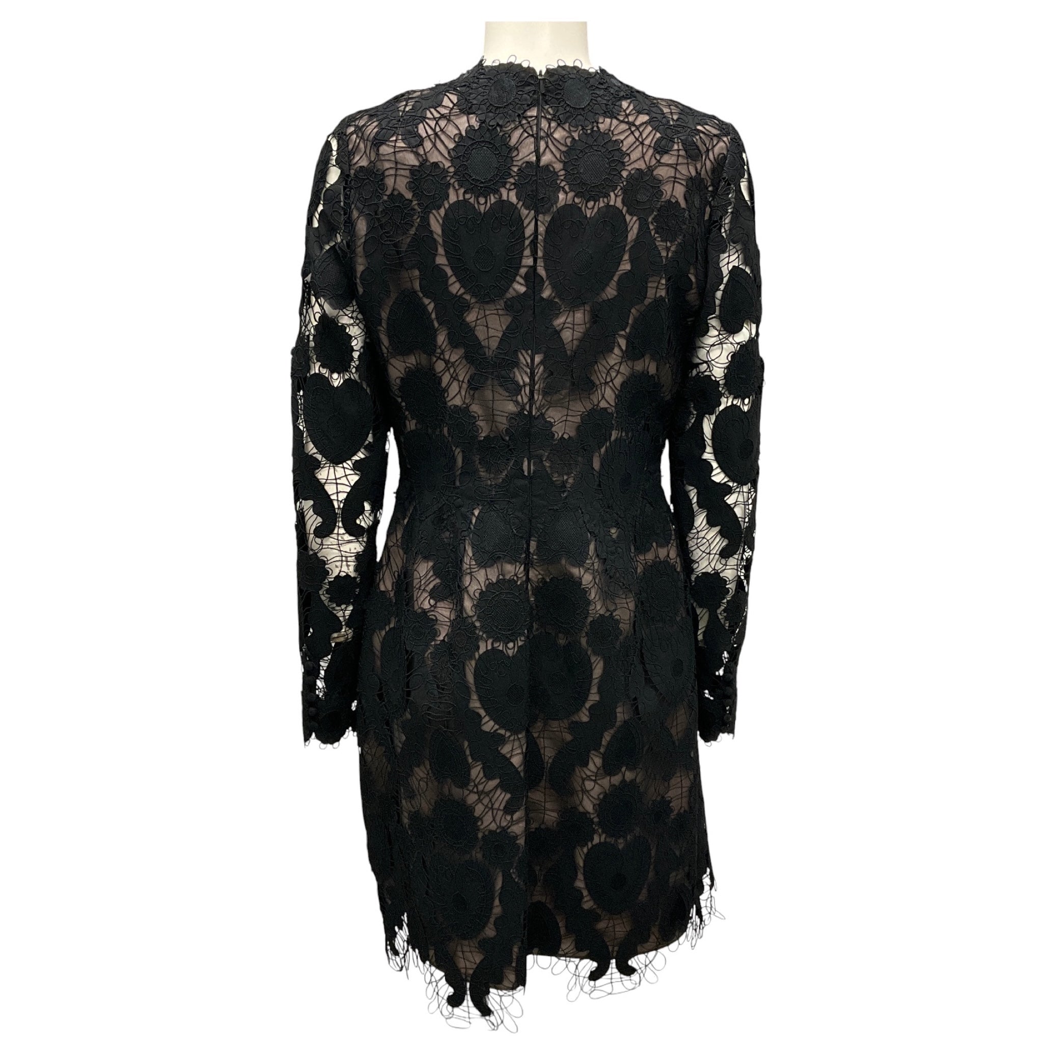 Lela Rose Black Long Sleeve Seamed Dress