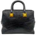 Load image into Gallery viewer, Versace Vintage 1990's Black Croc Embossed Satchel

