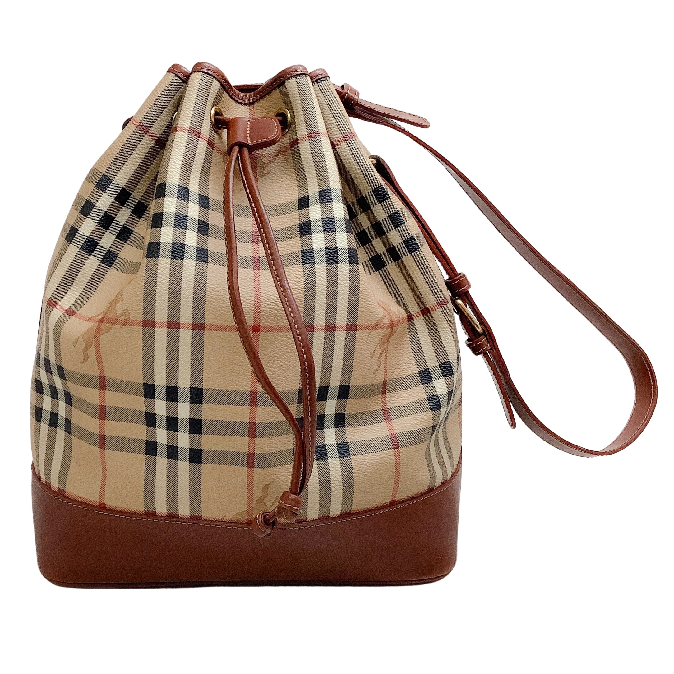 Burberry Vintage Nova Check Bucket Drawstring Shoulder Bag
