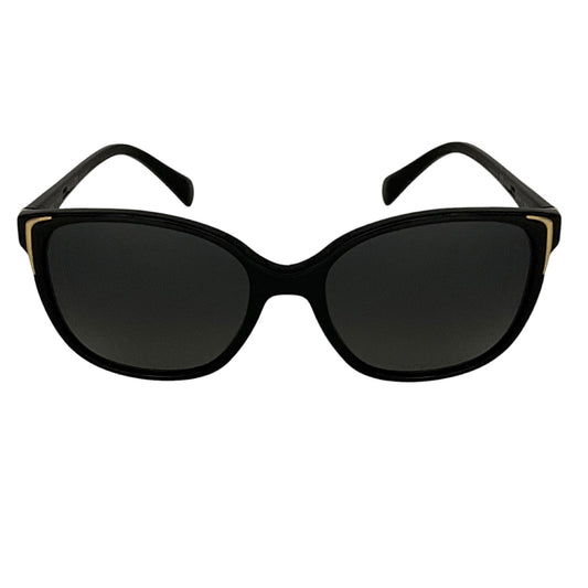Prada Black / Gold / Grey Gradient Lens Polarized Butterfly Acetate Sunglasses